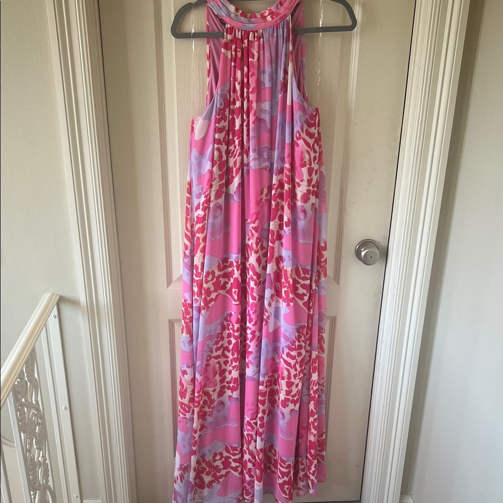 Pink and Purple multicolor Sleeveless Maxi Dress by Entro